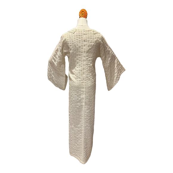 Vintage 70’s Evelyn Pearson Embroidered Muslin bell sleeved Dress size small- M - Picture 9 of 11